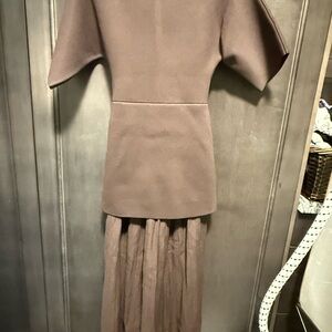 Zara Brown pleated combination Maxi Dress
